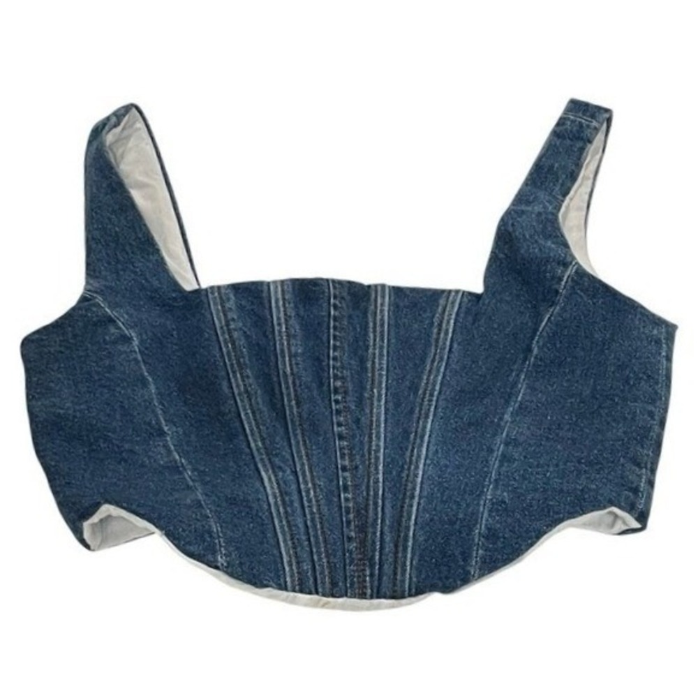 NWT‎ Gianni Bini Denim Crop Top Blue Size 4